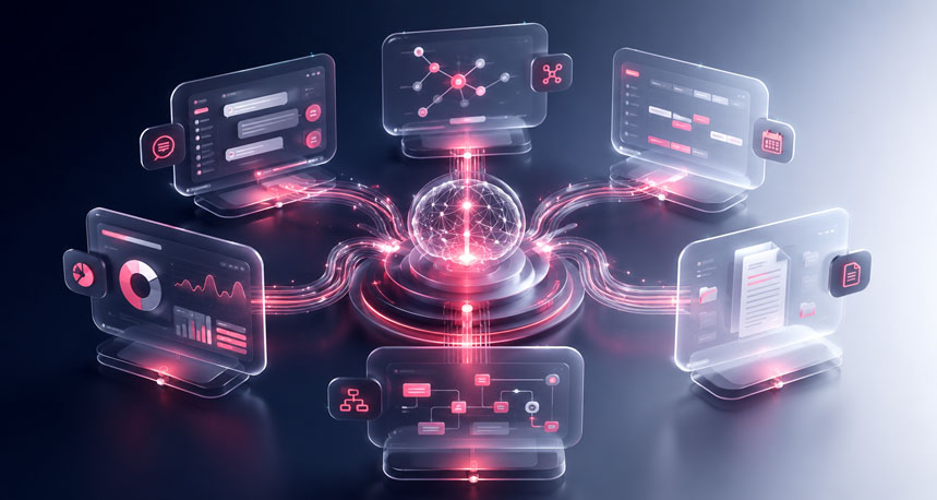 Melintross autonomous AI agents working across business systems